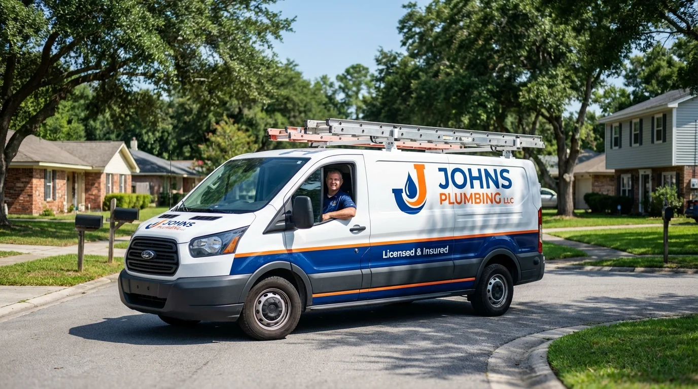 Johns Plumbing LLC service van in Saint Croix Falls, WI