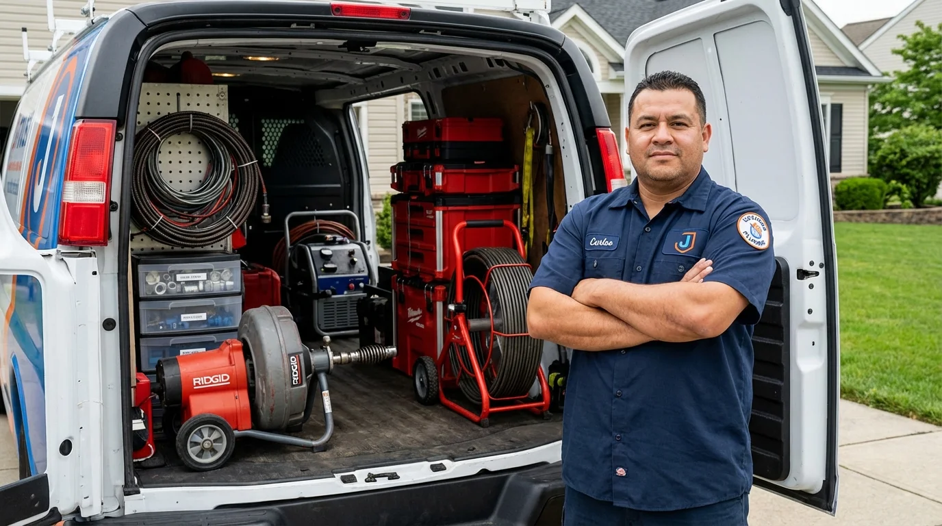 Professional drain cleaning equipment and Johns Plumbing LLC plumber in Saint Croix Falls